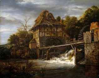 Two Undershot Watermills with Men Opening a Sluice